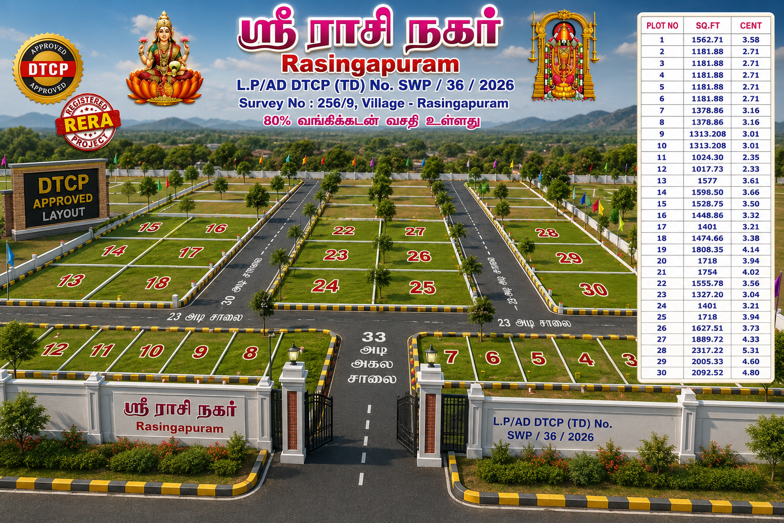 DTCP Approved Plot for Sale in Rasingapuram, Bodi.