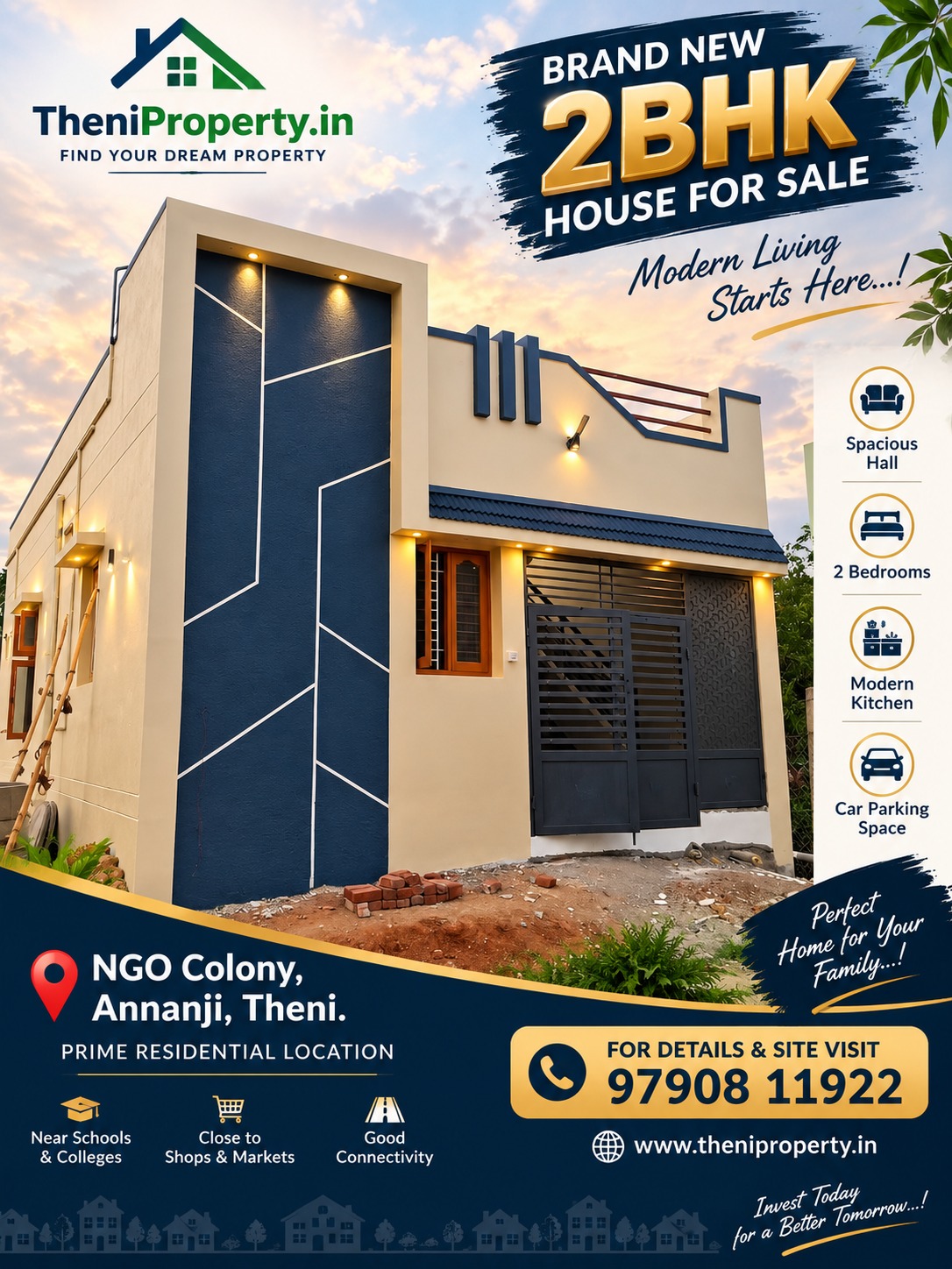 2BHK house for sale, Annanji, Theni.